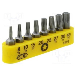 1 set x C.K - T4523 - Kit: screwdriver bits, Torx®, 30mm, Mounting: 1/4' (C6,3mm), 8pcs.