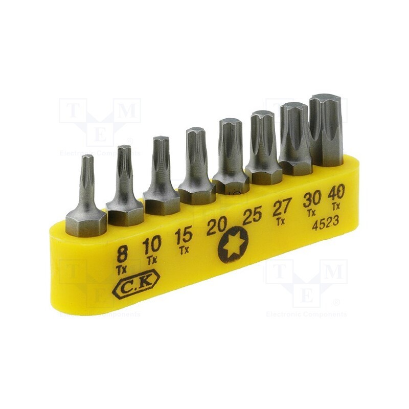 1 set x C.K - T4523 - Kit: screwdriver bits, Torx®, 30mm, Mounting: 1/4' (C6,3mm), 8pcs.