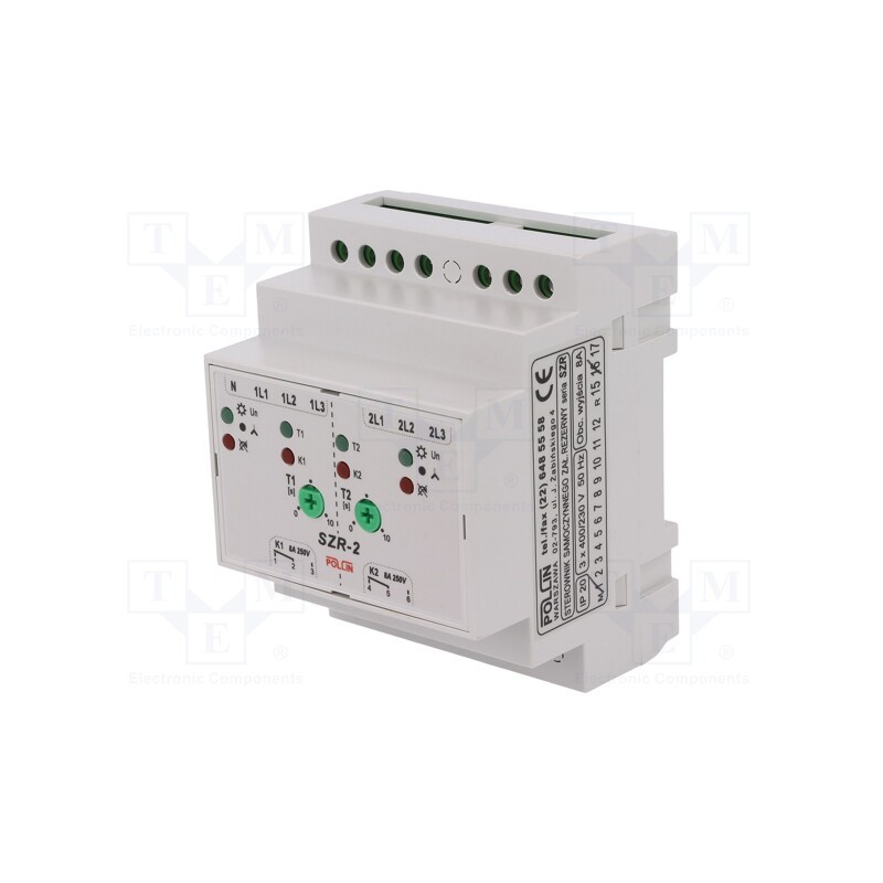 1 pcs x POLLIN - SZR-2 - Module: voltage monitoring relay, for DIN rail mounting, DPDT