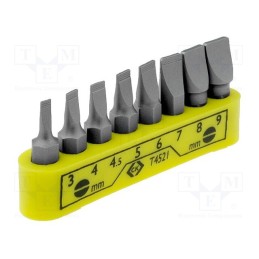 1 set x C.K - T4521 - Kit: screwdriver bits, slot, 30mm, Mounting: 1/4' (C6,3mm), 8pcs.