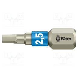 1 pcs x WERA - 5071072001 - Screwdriver bit, Hex Plus key, HEX 2,5mm, Overall len: 25mm