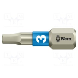1 pcs x WERA - 5071073001 - Screwdriver bit, Hex Plus key, HEX 3mm, Overall len: 25mm