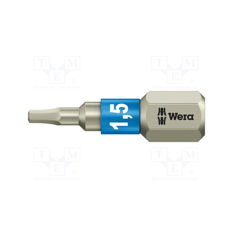1 pcs x WERA - 5071070001 - Screwdriver bit, Hex Plus key, HEX 1,5mm, Overall len: 25mm