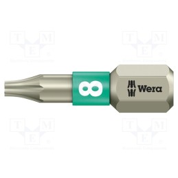 1 pcs x WERA - 5071030001 - Screwdriver bit, Torx®, TX08, Overall len: 25mm, TORSION