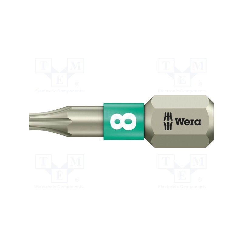 1 pcs x WERA - 5071030001 - Screwdriver bit, Torx®, TX08, Overall len: 25mm, TORSION