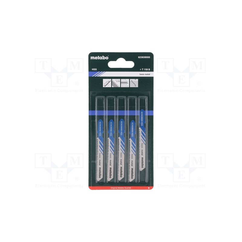 1 set x METABO - 623638000 - Hacksaw blade, metal, 51mm, 12teeth/inch, BASIC METAL, 5pcs.