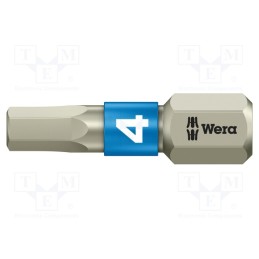 1 pcs x WERA - 5071074001 - Screwdriver bit, Hex Plus key, HEX 4mm, Overall len: 25mm