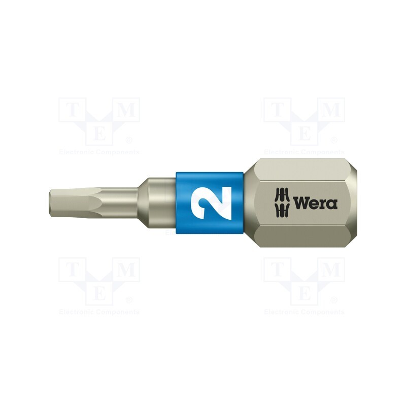 1 pcs x WERA - 5071071001 - Screwdriver bit, Hex Plus key, HEX 2mm, Overall len: 25mm