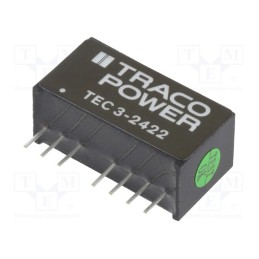 1 pcs x TRACO POWER - TEC 3-2422 - Converter: DC/DC, 3W, Uin: 18÷36V, Uout: 12VDC, Uout2: -12VDC, SIP8