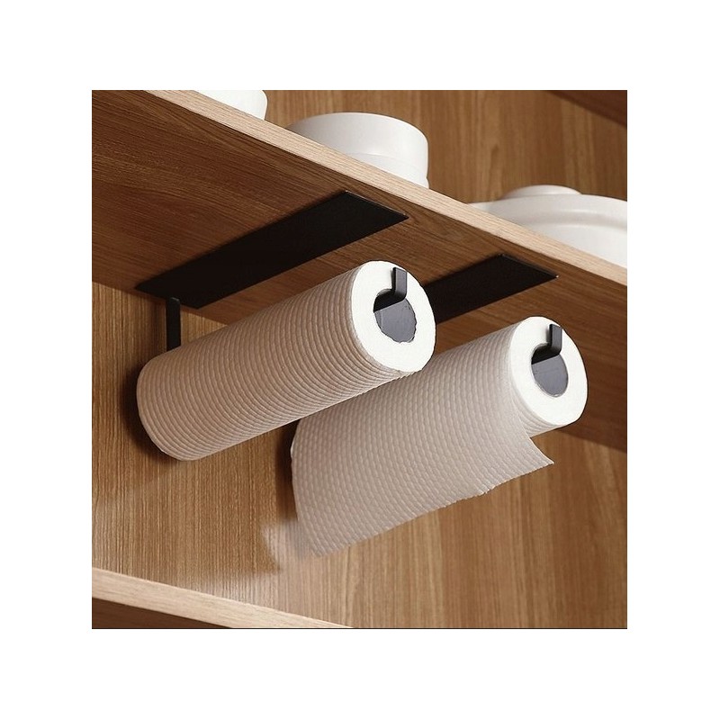 Black self-adhesive hanger holder for towels