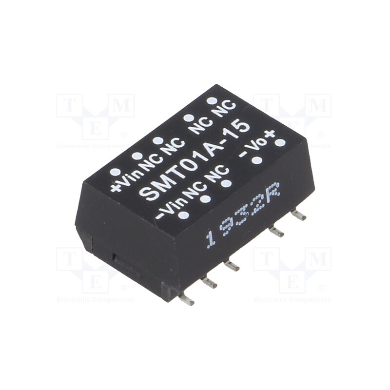 1 pcs x MEAN WELL - SMT01A-15 - Converter: DC/DC, 1W, Uin: 9÷18V, Uout: 15VDC, Iout: 6.7÷67mA, SMD