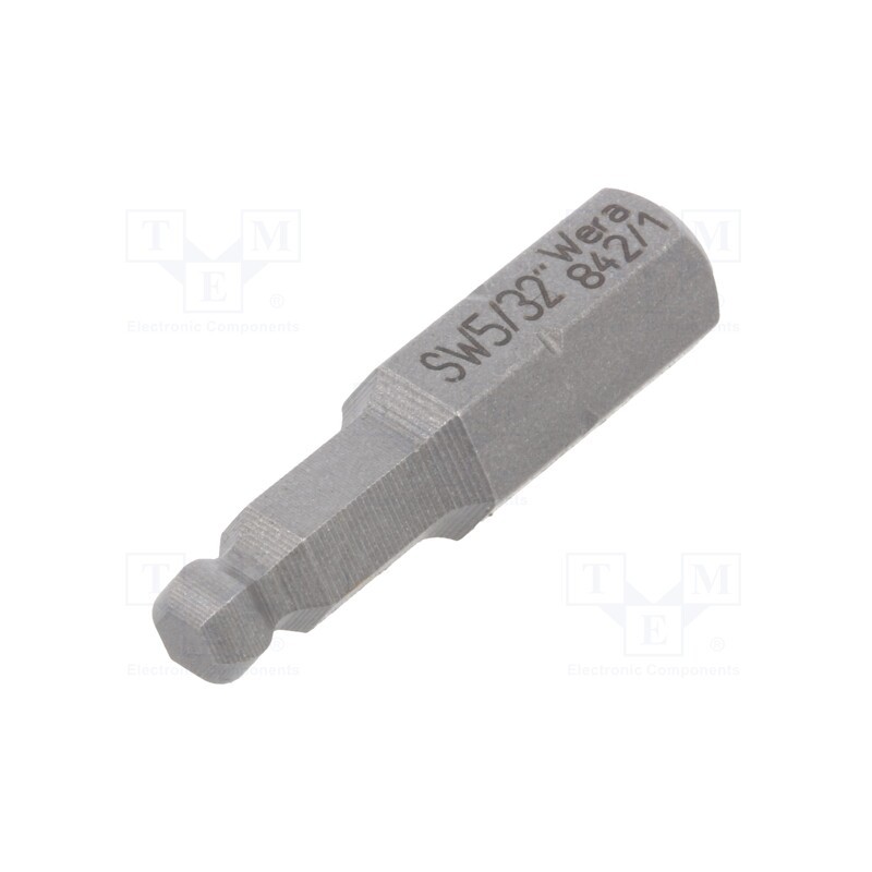 1 pcs x WERA - 5380107001 - Screwdriver bit, hex key,spherical, HEX 5/32', Overall len: 25mm
