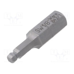 1 pcs x WERA - 5380105001 - Screwdriver bit, hex key,spherical, HEX 1/8', Overall len: 25mm