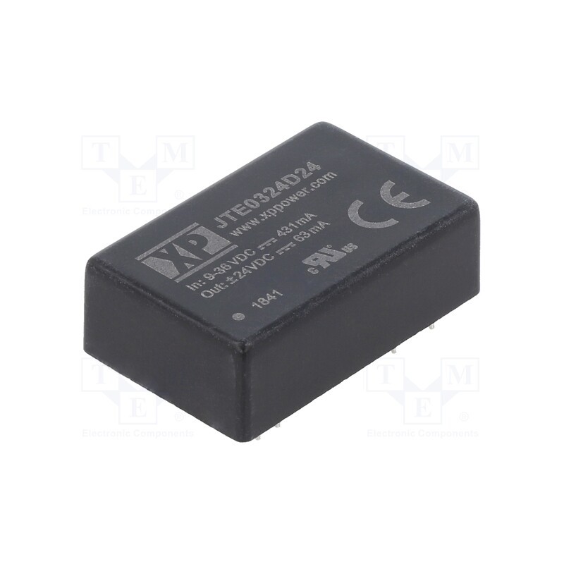 1 pcs x XP POWER - JTE0324D24 - Converter: DC/DC, 3W, Uin: 9÷36V, Uout: 24VDC, Uout2: -24VDC, DIP24