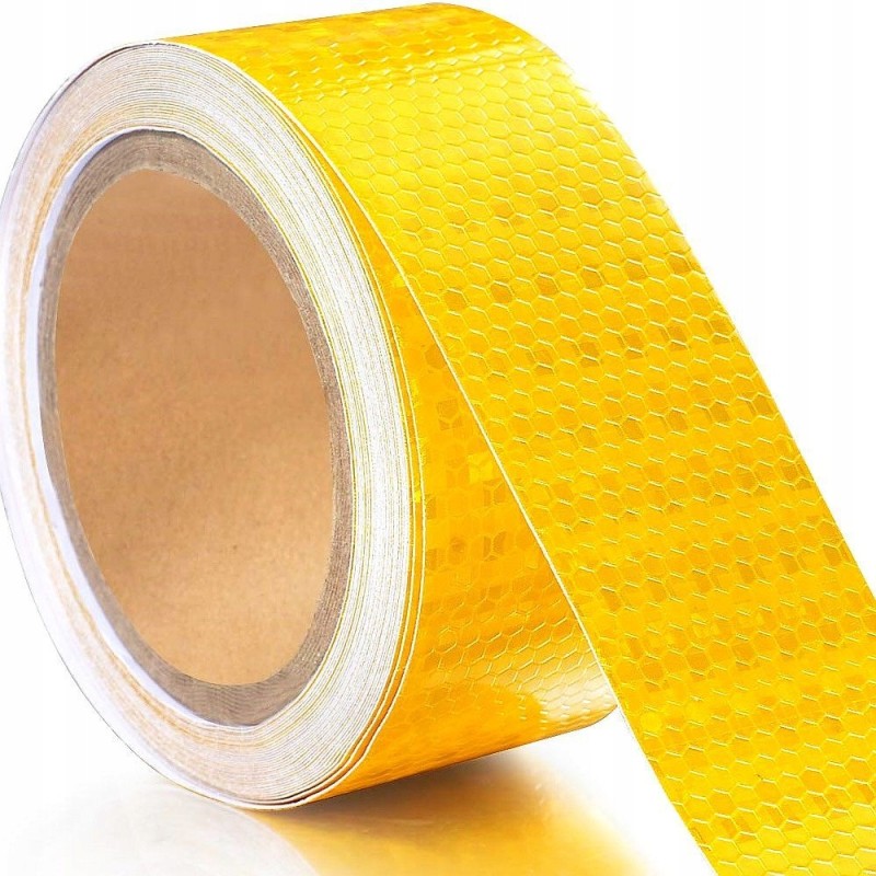 Orange, reflective, contoured, self-adhesive warning tape, 5 m