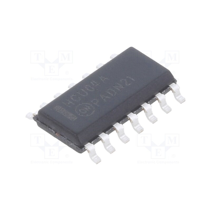 1 pcs x ONSEMI - MM74HCU04M - IC: digital, hex,inverter, NOT, Ch: 6, IN: 1, CMOS, SMD, SOIC14, HCU