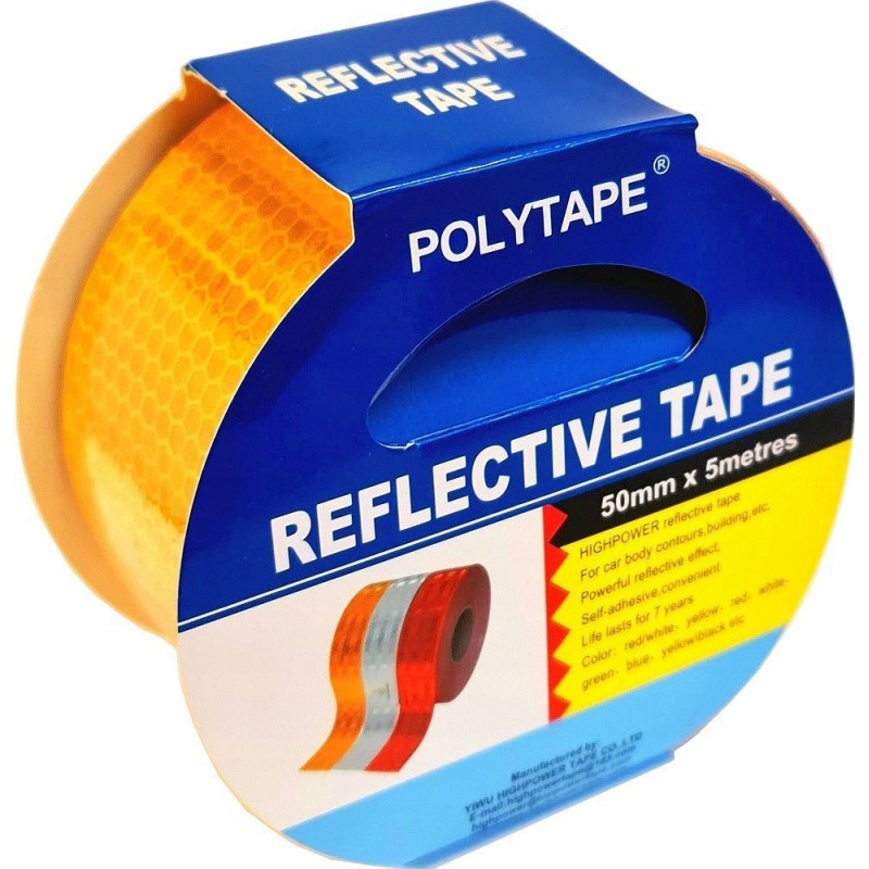 Orange self-adhesive reflective tape, 5 m