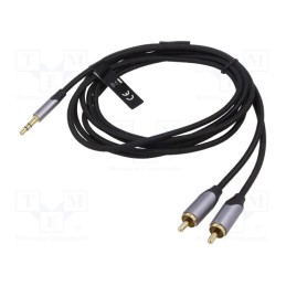 1 pcs x VENTION - BCNBK - Cable, Jack 3.5mm 3pin plug,RCA plug x2, 8m, black, Øcable: 3.5mm
