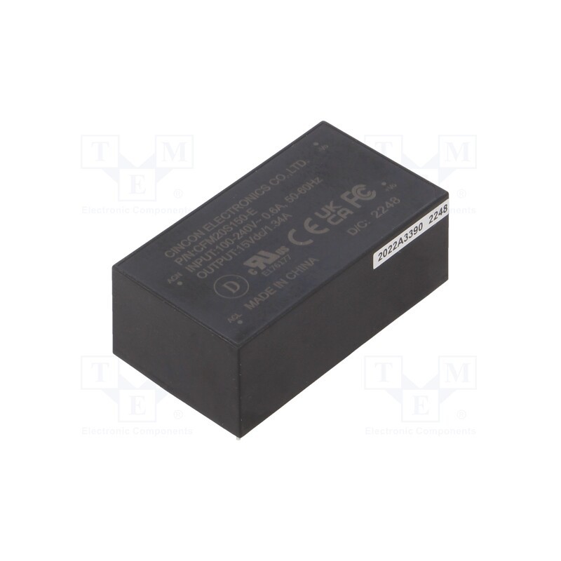 1 pcs x CINCON - CFM20S150-E - Converter: AC/DC, 20W, 90÷264VAC, Usup: 120÷370VDC, Uout: 15VDC
