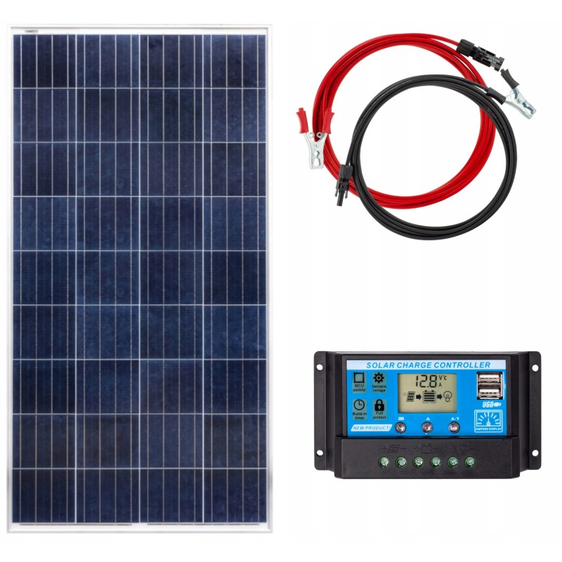 Solar kit 180w 12v regulator 10a 4m cables