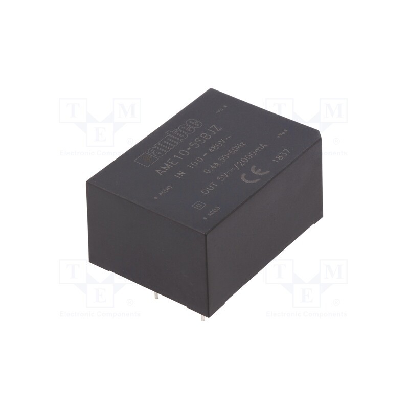 1 pcs x AIMTEC - AME10-5SBJZ - Converter: AC/DC, 10W, 90÷528VAC, Usup: 100÷745VDC, Uout: 5VDC, 76%