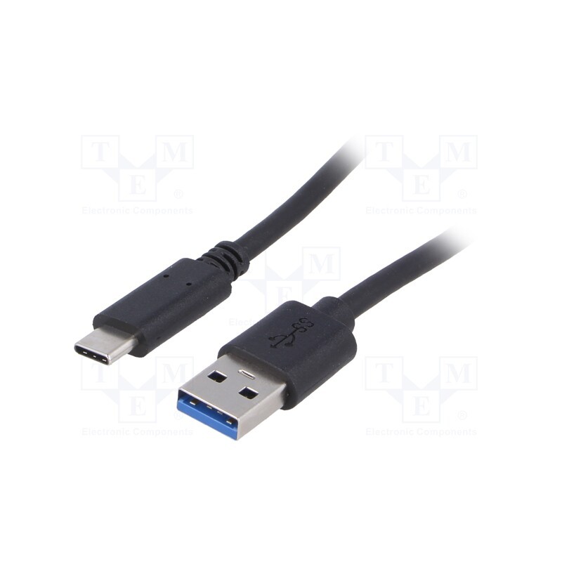 1 pcs x AKYGA - AK-USB-24 - Cable, USB 3.0, USB A plug,USB C plug, nickel plated, 0.5m, black