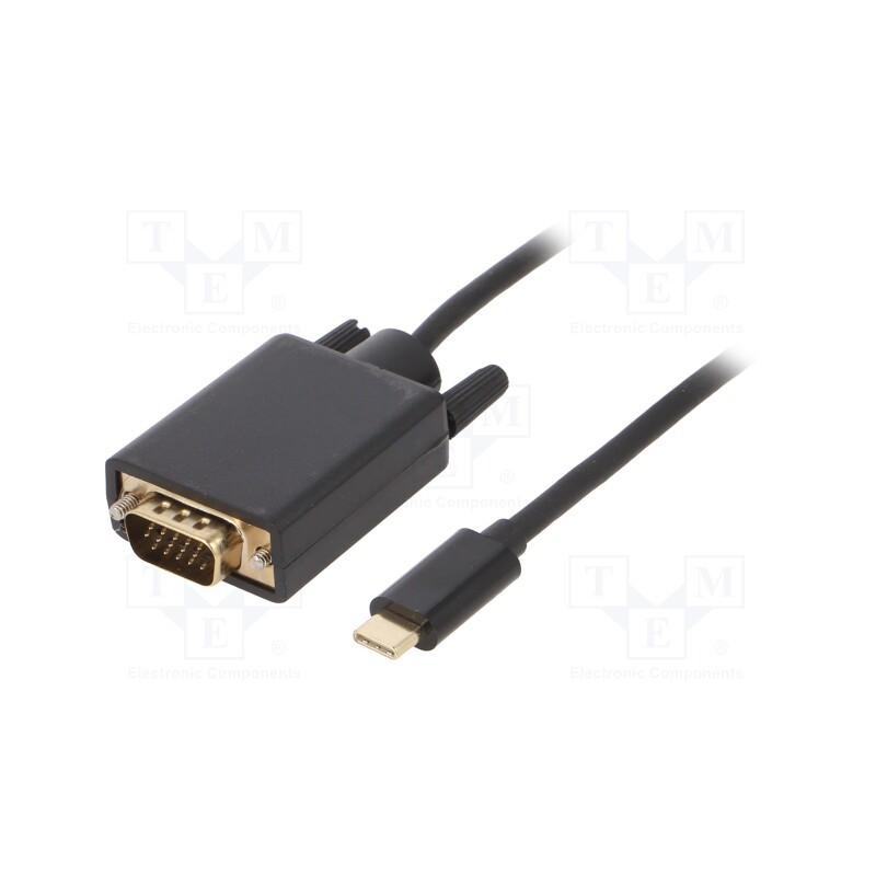 1 pcs x AKYGA - AK-AV-17 - Adapter, D-Sub 15pin HD plug,USB C plug, gold-plated, 1.8m, PVC