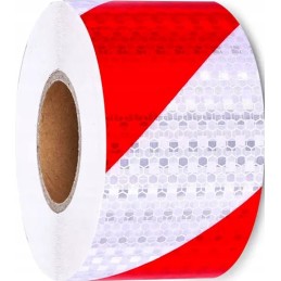Self-adhesive warning reflective tape, red and white, 5 m