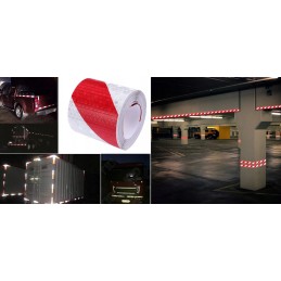 Self-adhesive warning reflective tape, red and white, 5 m