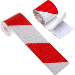 Self-adhesive warning reflective tape, red and white, 5 m