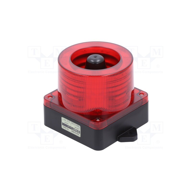 1 pcs x QLIGHT - QWCD35SD-12/24-R - Signaller: lighting-sound, 10÷30VDC, LED, red, IP66, Ø136x126mm