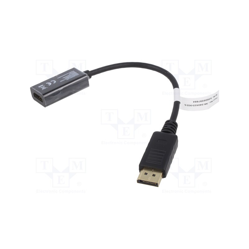 1 pcs x DIGITUS - AK-340415-002-S - Adapter, DisplayPort 1.2,HDCP 2.2,HDMI 2.0, 0.2m, black