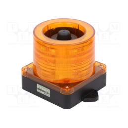 1 pcs x QLIGHT - QWCD50SD-12/24-A - Signaller: lighting-sound, 10÷30VDC, LED, amber, IP66, Ø168x163mm