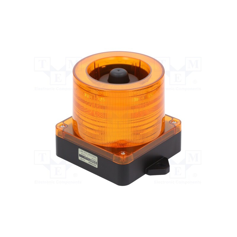 1 pcs x QLIGHT - QWCD50SD-12/24-A - Signaller: lighting-sound, 10÷30VDC, LED, amber, IP66, Ø168x163mm