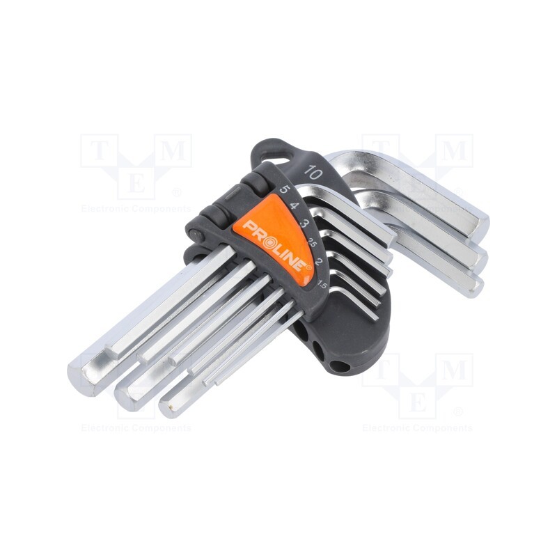 1 set x PROLINE - 48309 - Wrenches set, hex key, Chrom-vanadium steel, 9pcs.