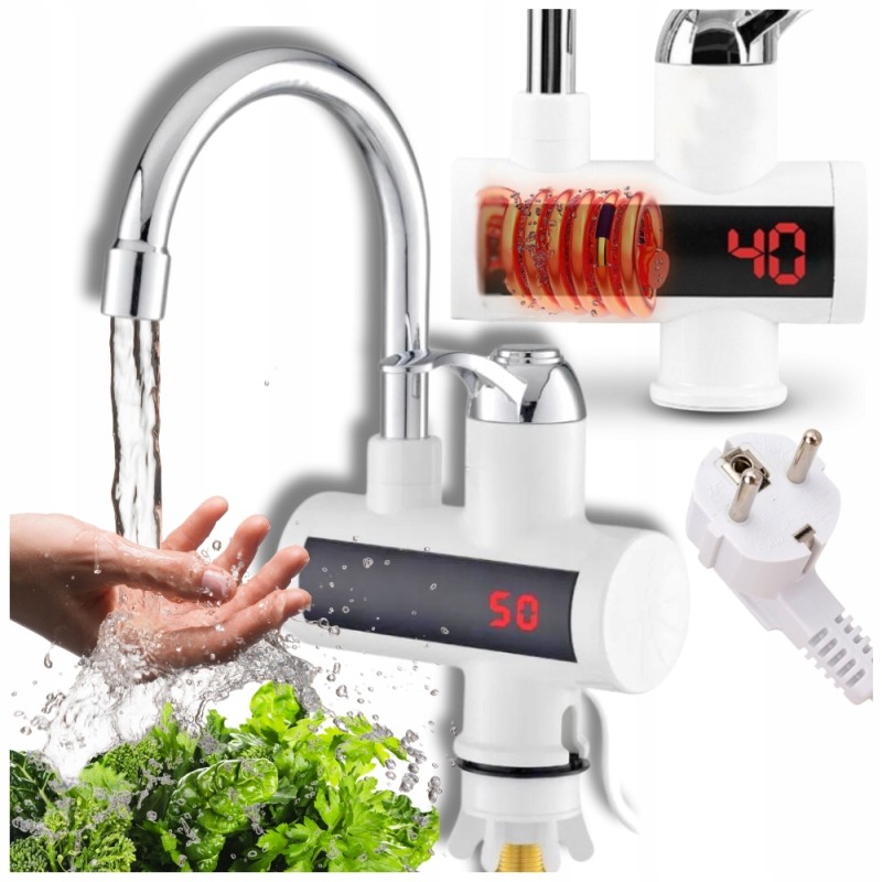 Electric instantaneous water heater, 60 degrees, LCD display