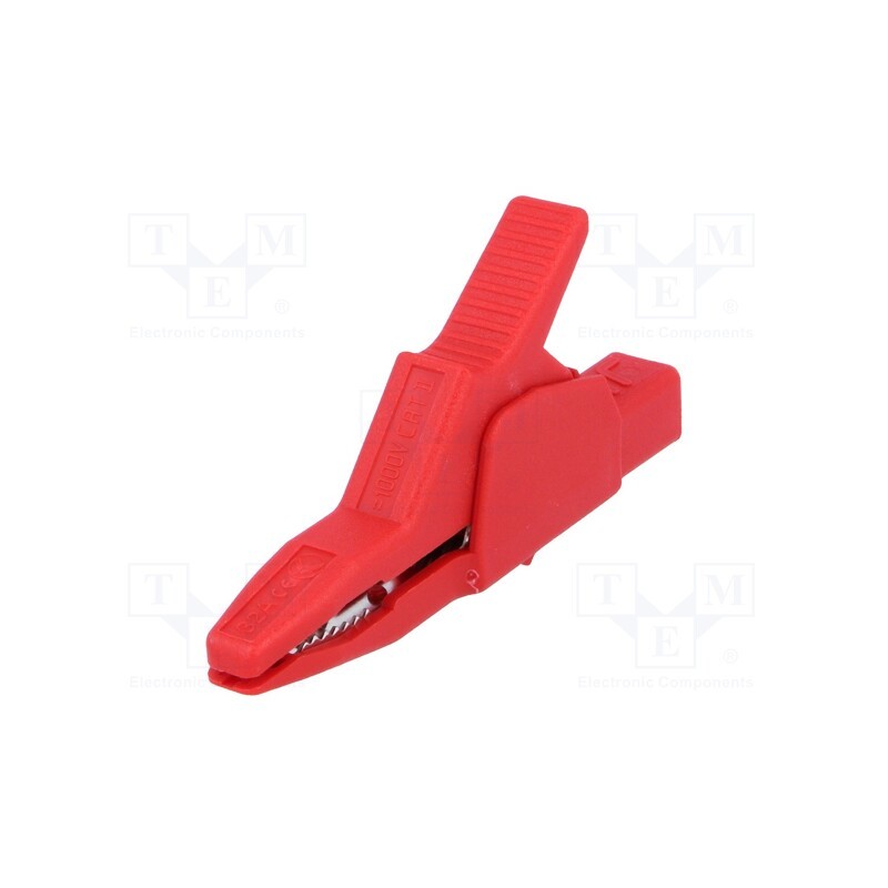 1 pcs x HIRSCHMANN T&M - AK 2 B 2540 RT - Crocodile clip, 34A, red, Grip capac: max.30mm, Socket size: 4mm