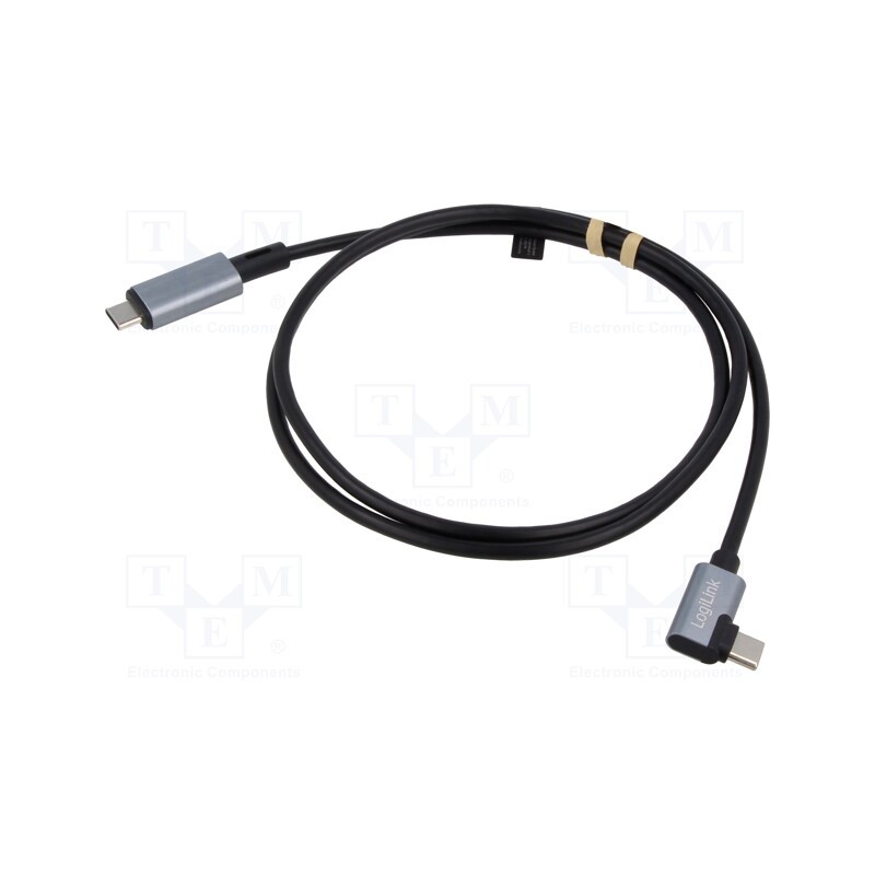 1 pcs x LOGILINK - CU0182 - Cable, USB 2.0, USB C plug,USB C angled plug, 1m, black, 480Mbps