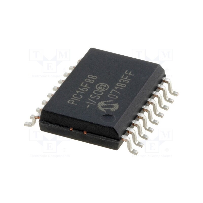1 pcs x MICROCHIP TECHNOLOGY - PIC16F88-I/SO - IC: PIC microcontroller, 7kB, 20MHz, A/E/USART,SSP, 4÷5.5VDC, SMD