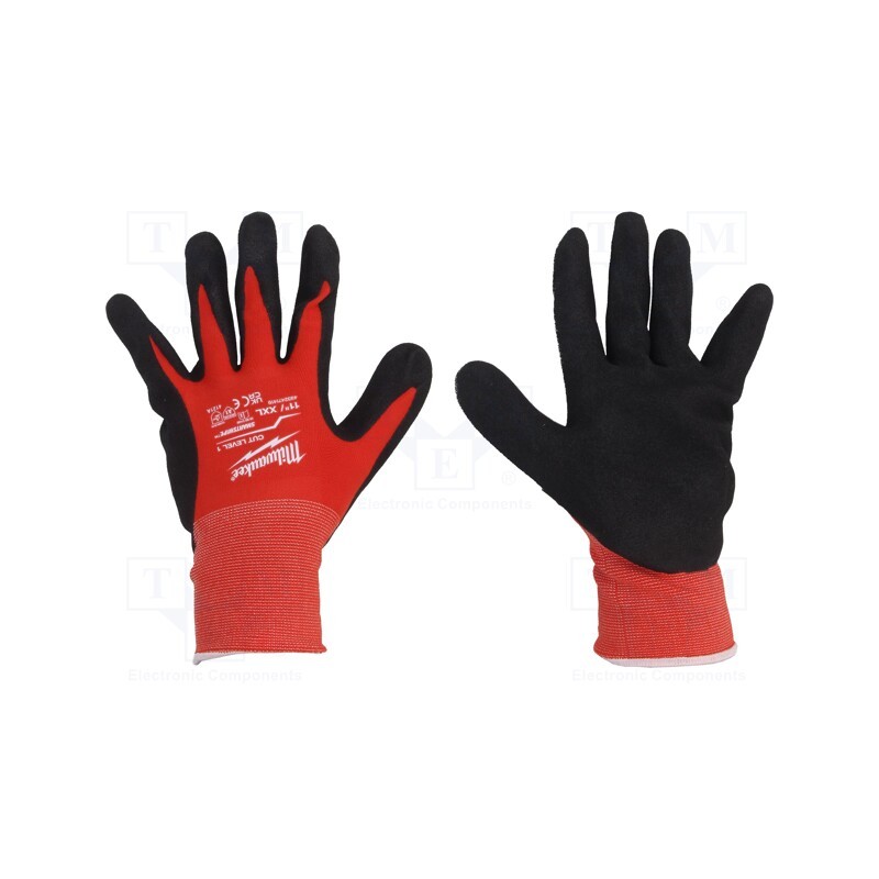 1 set x Milwaukee - 4932471419 - Protective gloves, Size: 11,XXL, black/red