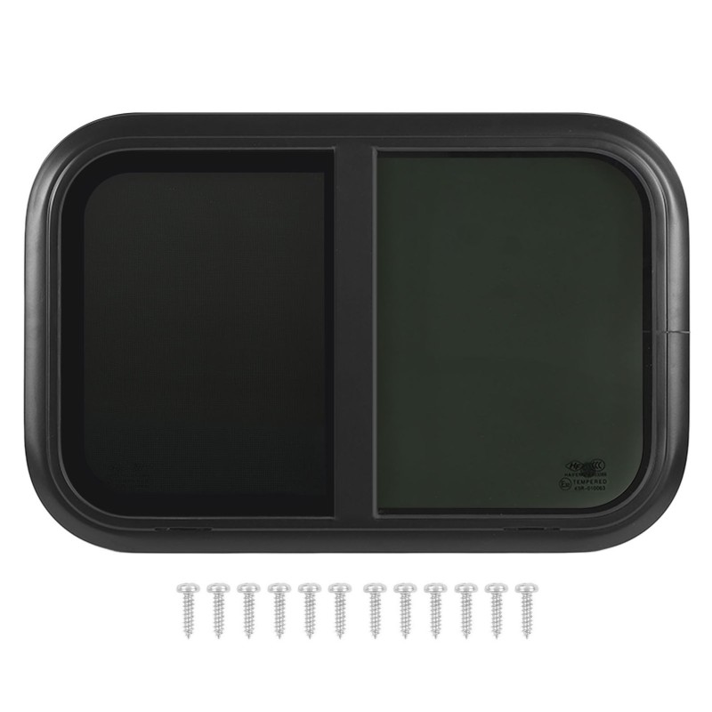 Rv sliding window 700x450 mm black trailer