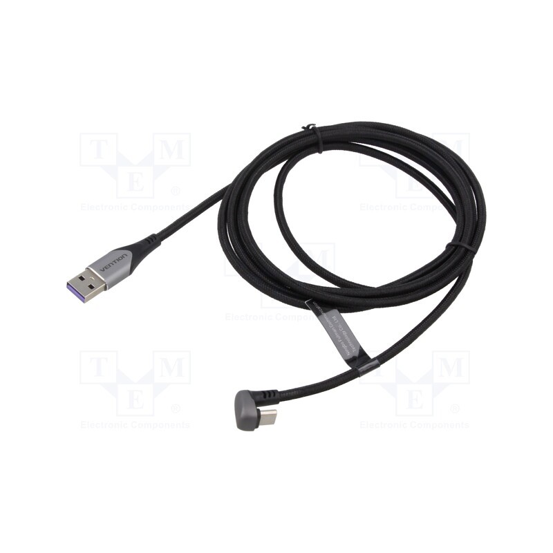 1 pcs x VENTION - COHHH - Cable, USB 2.0, USB A plug,USB C angled plug, nickel plated, 2m
