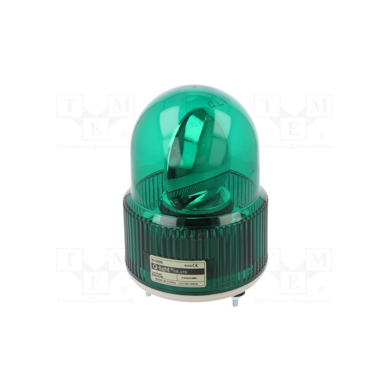 1 pcs x QLIGHT - S125R-24-G - Signaller: lighting, rotating light, green, S125, 24VDC, IP44, ABS