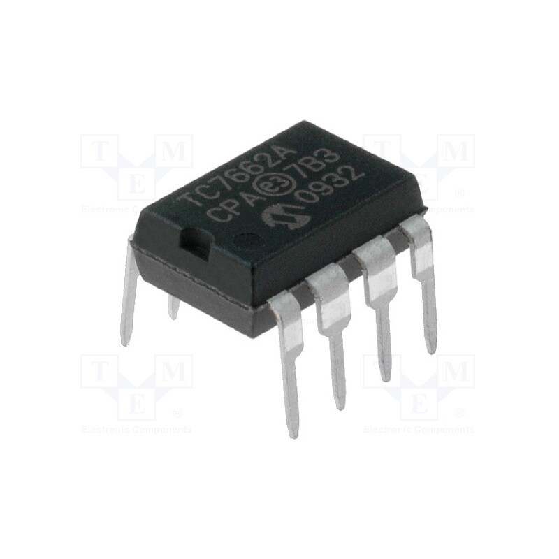 1 pcs x MICROCHIP TECHNOLOGY - TC7662ACPA - IC: PMIC, DC/DC converter, Uin: 3÷18VDC, Uout: -3÷-18VDC, 40mA, DIP8