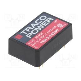 1 pcs x TRACO POWER - TEN 3-2423N - Converter: DC/DC, 3W, Uin: 18÷36V, Uout: 15VDC, Uout2: -15VDC, DIP24