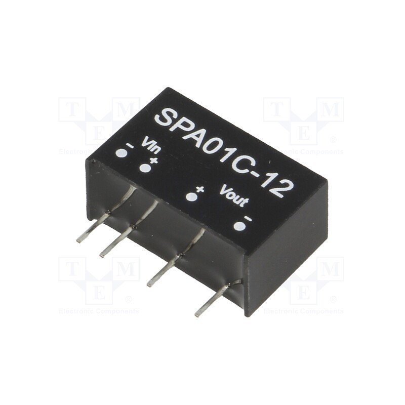 1 pcs x MEAN WELL - SPA01C-12 - Converter: DC/DC, 1W, Uin: 36÷75V, Uout: 12VDC, Iout: 8÷83mA, SIP6