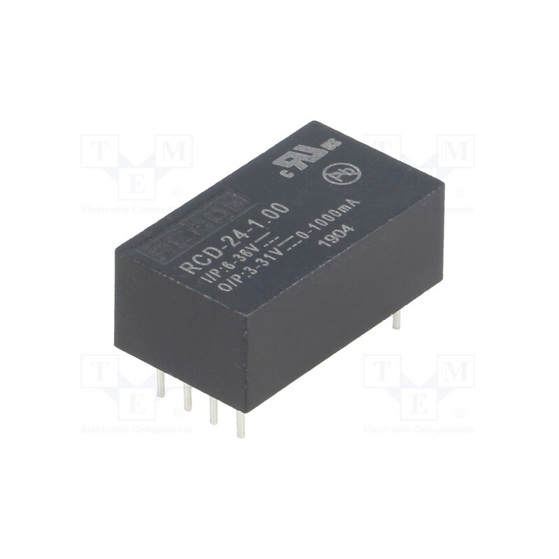 1 pcs x RECOM - RCD-24-1.00 - Converter: DC/DC, Uin: 6÷36V, Uout: 3÷31VDC, Iout: 1000mA, PCB, LED
