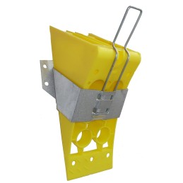 Plastic wheel chock with metal bus mounting
