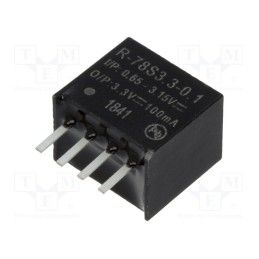 1 pcs x RECOM - R-78S3.3-0.1 - Converter: DC/DC, 0.33W, Uin: 0.65÷3.15V, Uout: 3.3VDC, Iout: 0.1A