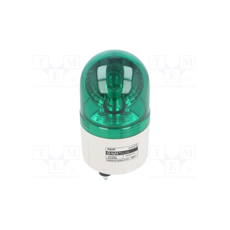 1 pcs x QLIGHT - S60R-24-G - Signaller: lighting, rotating light, green, S60, 24VDC, IP44, 310mA